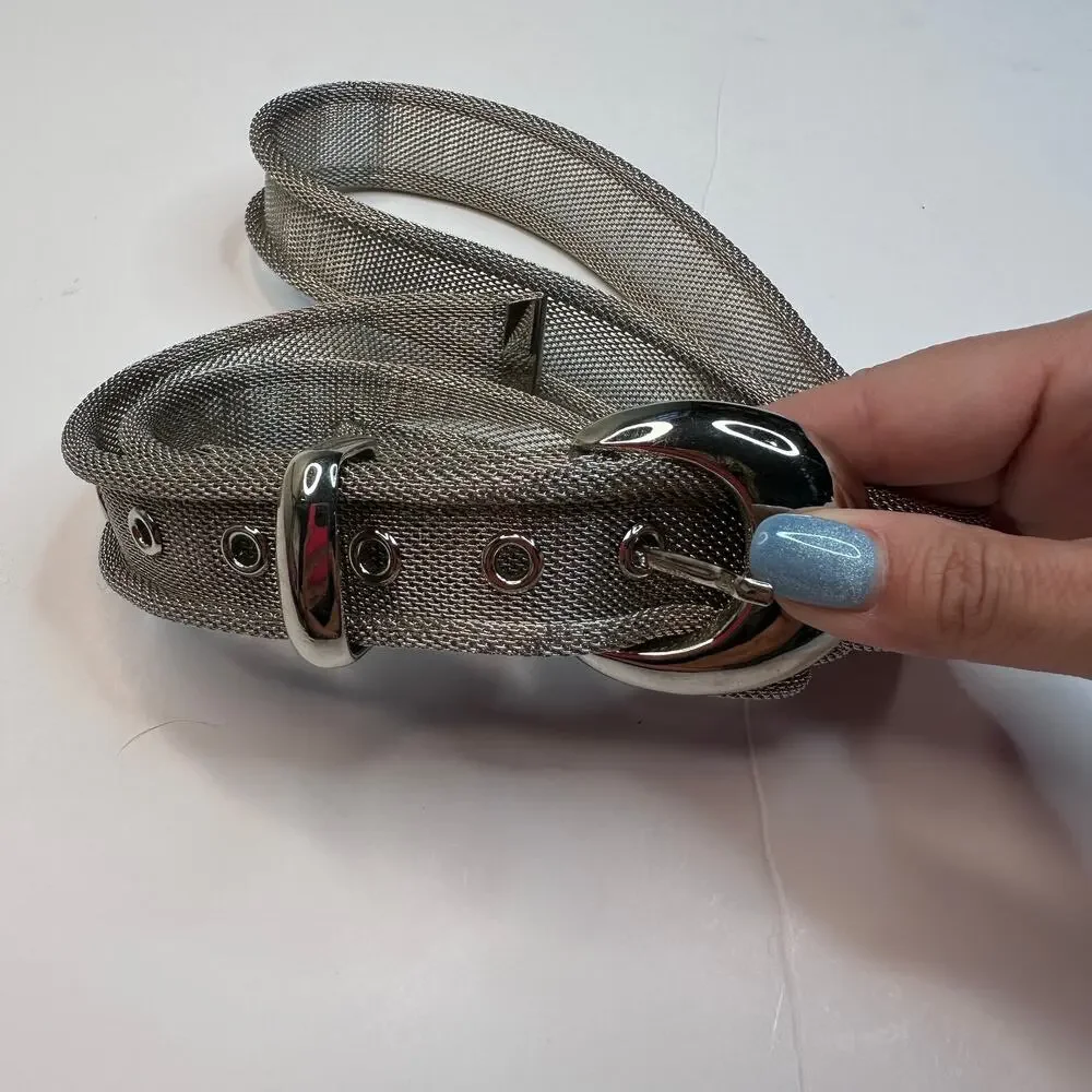 Vintage Y2K Metal Mesh Silver Belt